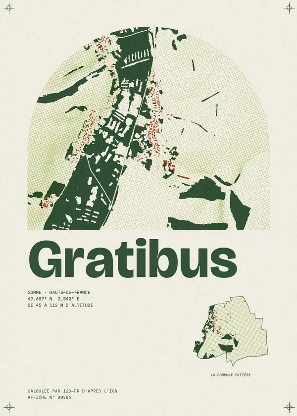 Affiche de Gratibus, calculée par 123-fr d'après l'IGN