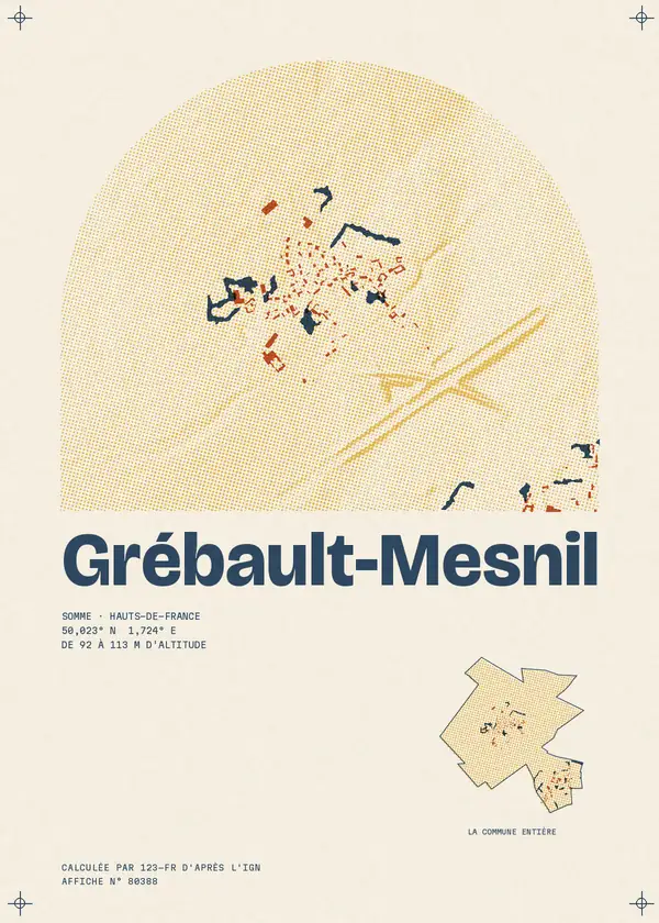 Affiche de Grébault-Mesnil, calculée par 123-fr d'après l'IGN