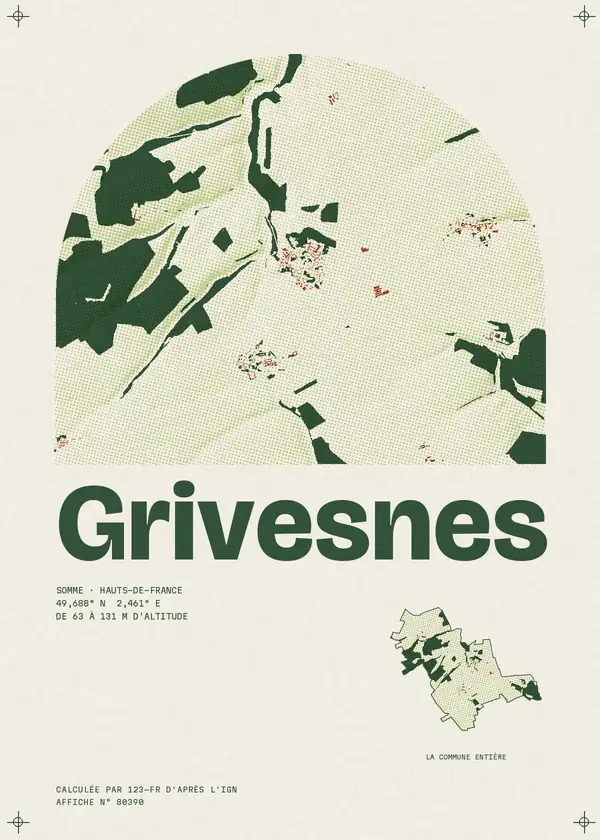 Affiche de Grivesnes, calculée par 123-fr d'après l'IGN