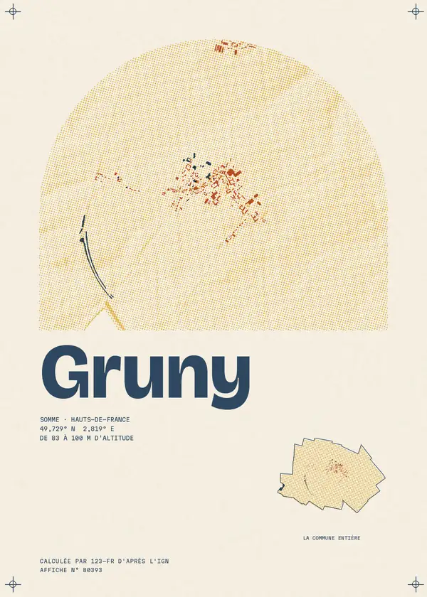 Affiche de Gruny, calculée par 123-fr d'après l'IGN