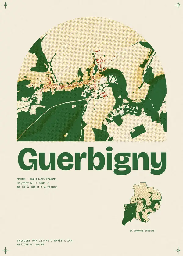 Affiche de Guerbigny, calculée par 123-fr d'après l'IGN