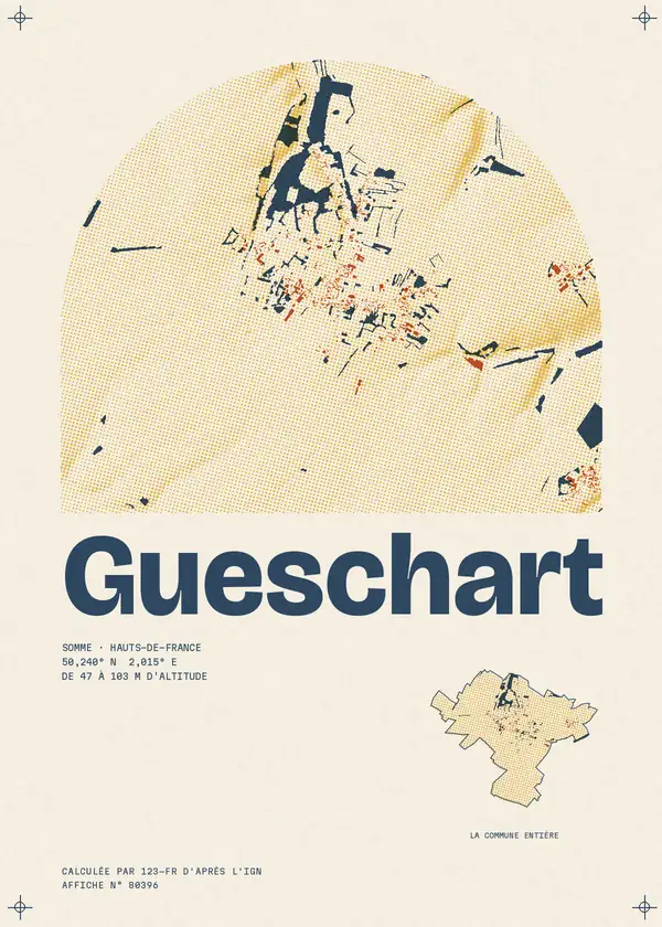 Affiche de Gueschart, calculée par 123-fr d'après l'IGN