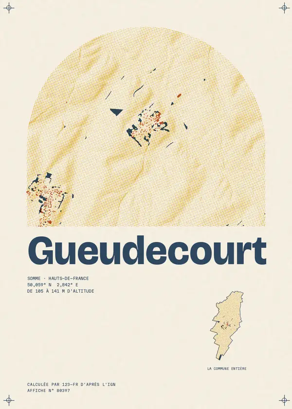 Affiche de Gueudecourt, calculée par 123-fr d'après l'IGN