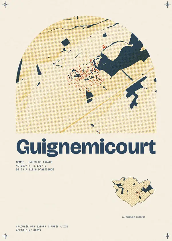 Affiche de Guignemicourt, calculée par 123-fr d'après l'IGN