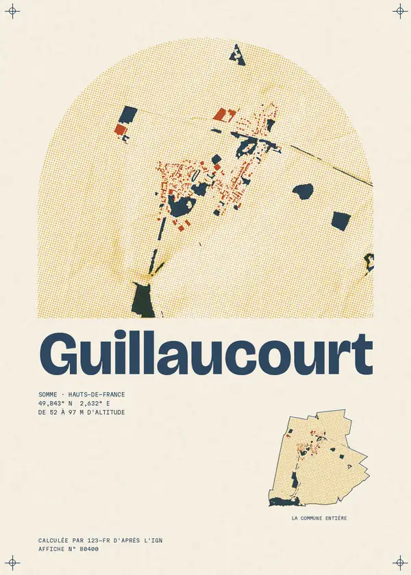 Affiche de Guillaucourt, calculée par 123-fr d'après l'IGN