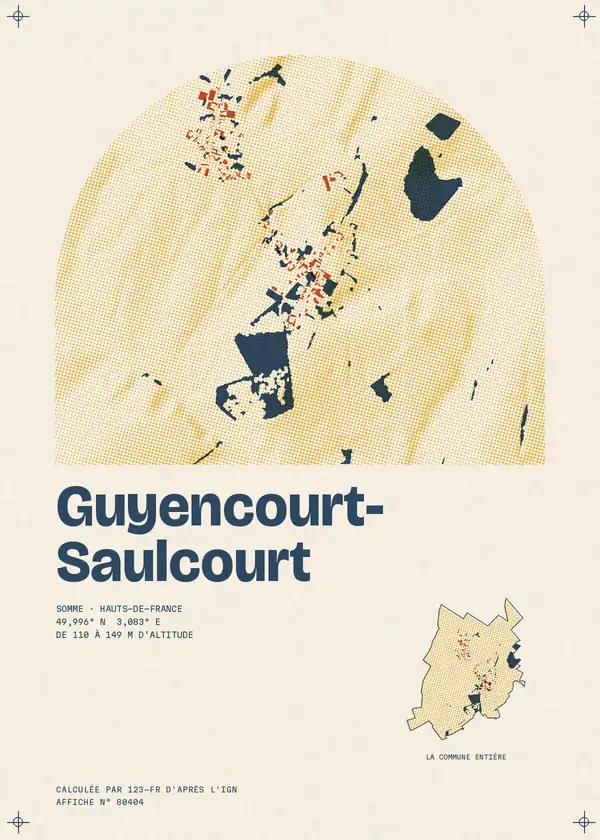 Affiche de Guyencourt-Saulcourt, calculée par 123-fr d'après l'IGN