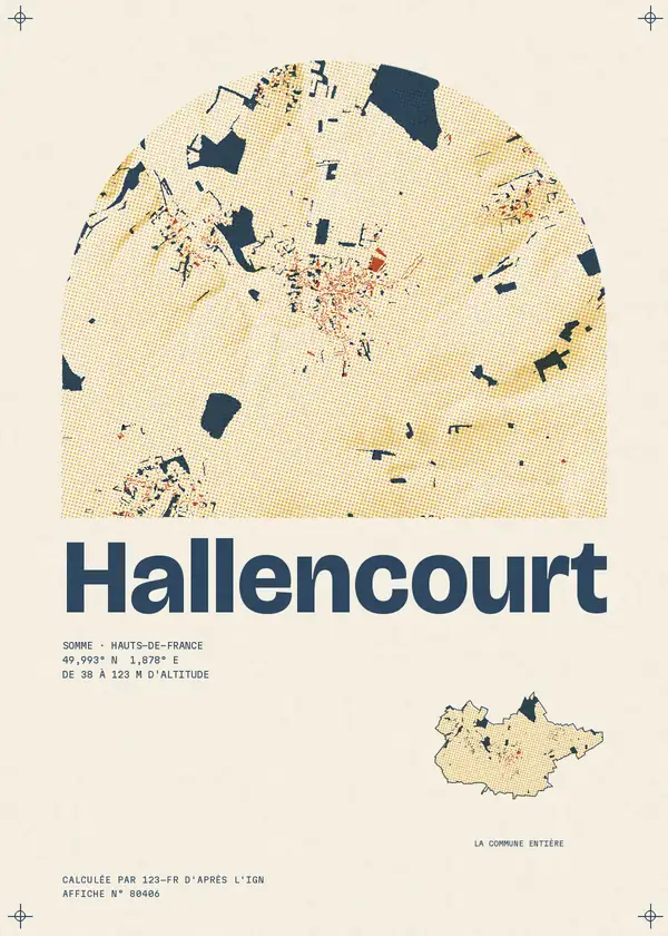 Affiche de Hallencourt, calculée par 123-fr d'après l'IGN