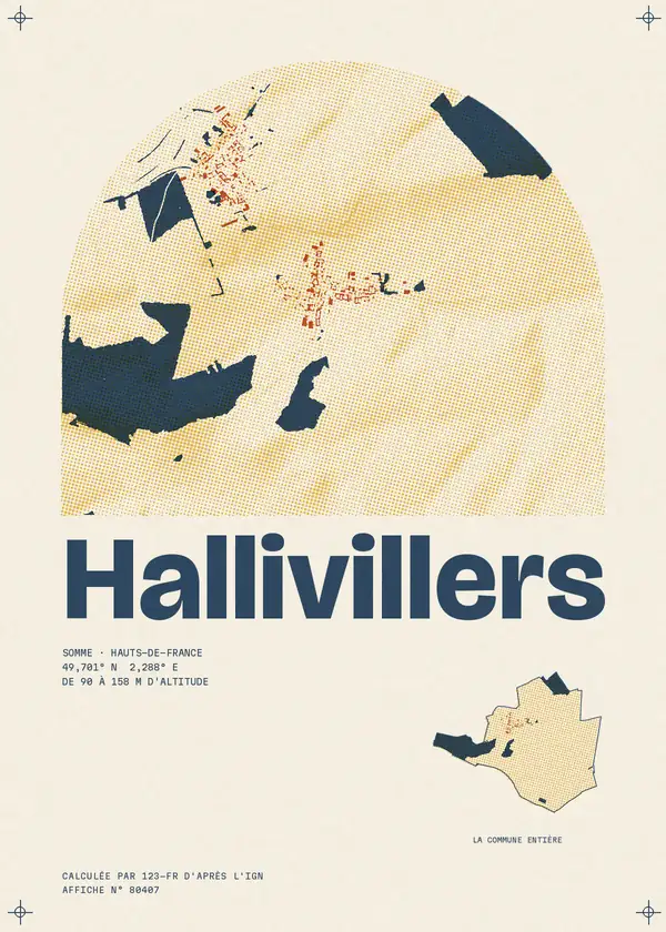 Affiche de Hallivillers, calculée par 123-fr d'après l'IGN