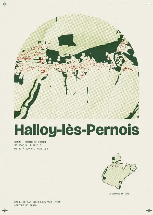 Affiche de Halloy-lès-Pernois, calculée par 123-fr d'après l'IGN