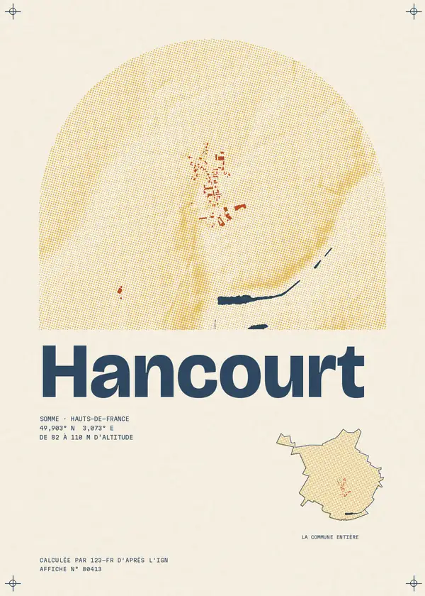 Affiche de Hancourt, calculée par 123-fr d'après l'IGN
