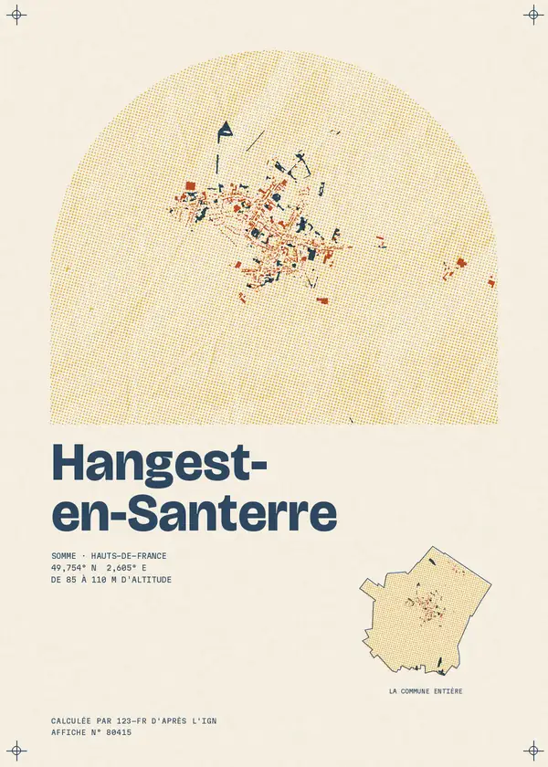 Affiche de Hangest-en-Santerre, calculée par 123-fr d'après l'IGN