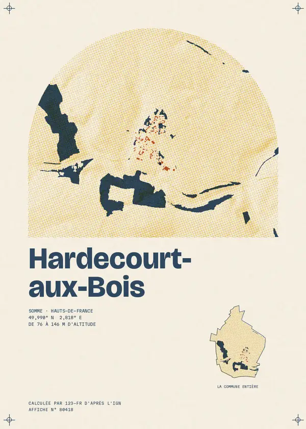Affiche de Hardecourt-aux-Bois, calculée par 123-fr d'après l'IGN