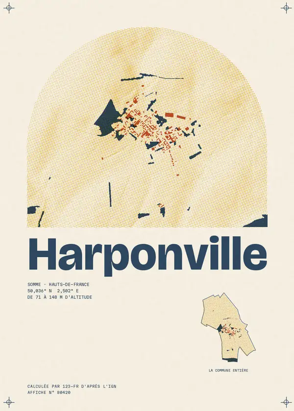 Affiche de Harponville, calculée par 123-fr d'après l'IGN
