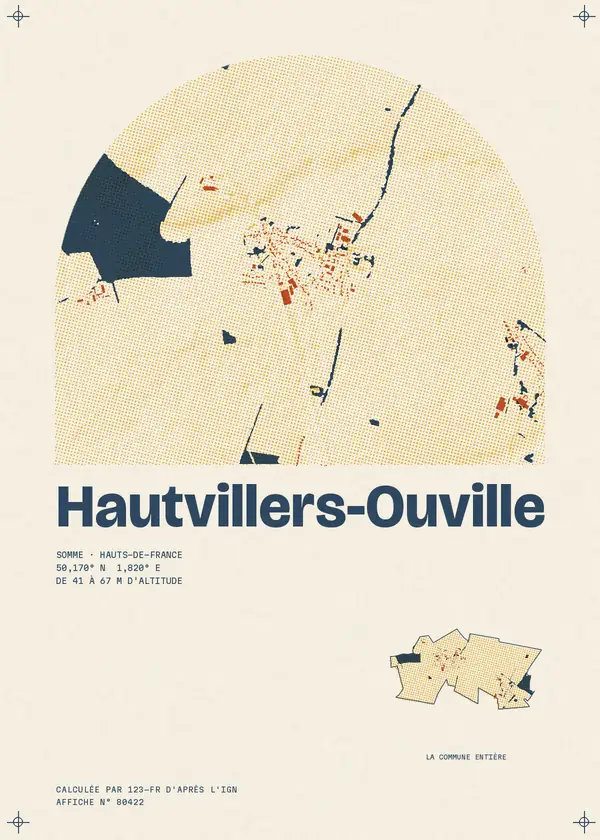 Affiche de Hautvillers-Ouville, calculée par 123-fr d'après l'IGN