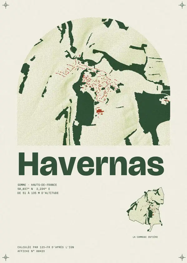Affiche de Havernas, calculée par 123-fr d'après l'IGN