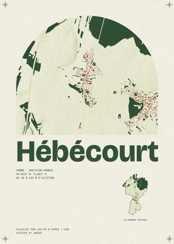 Affiche de Hébécourt, calculée par 123-fr d'après l'IGN