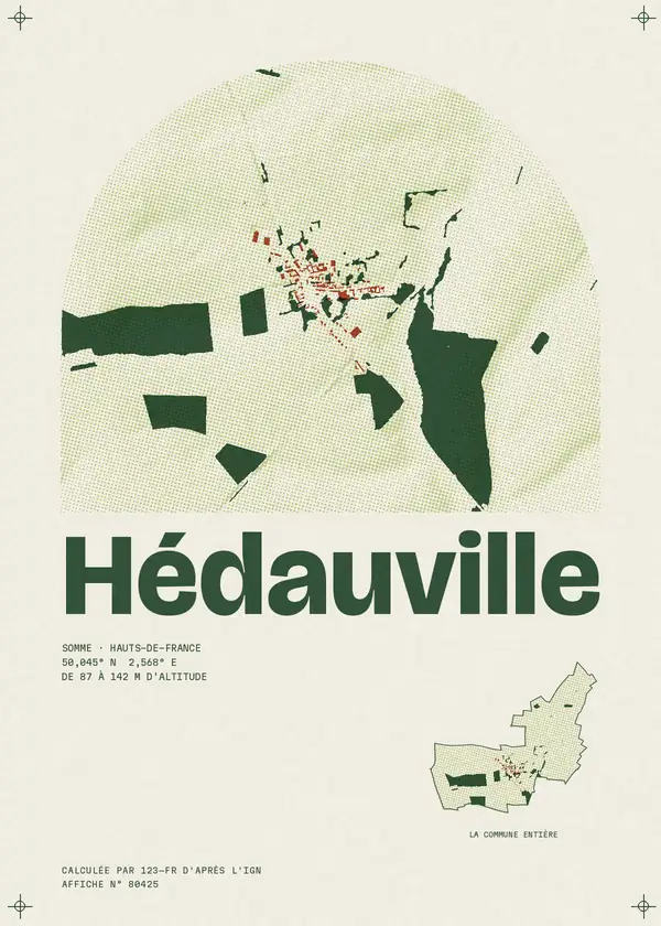 Affiche de Hédauville, calculée par 123-fr d'après l'IGN
