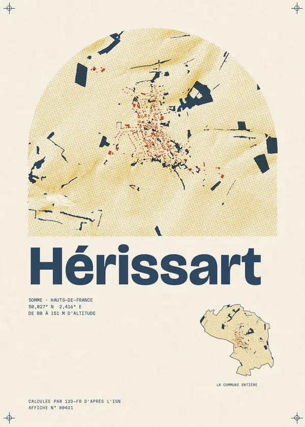 Affiche de Hérissart, calculée par 123-fr d'après l'IGN