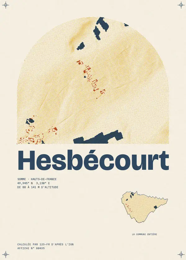 Affiche de Hesbécourt, calculée par 123-fr d'après l'IGN