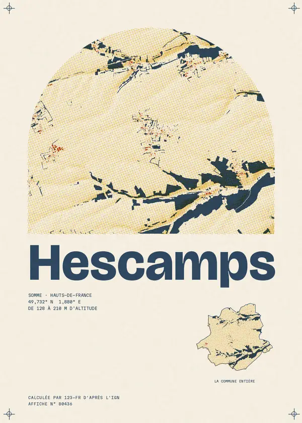 Affiche de Hescamps, calculée par 123-fr d'après l'IGN