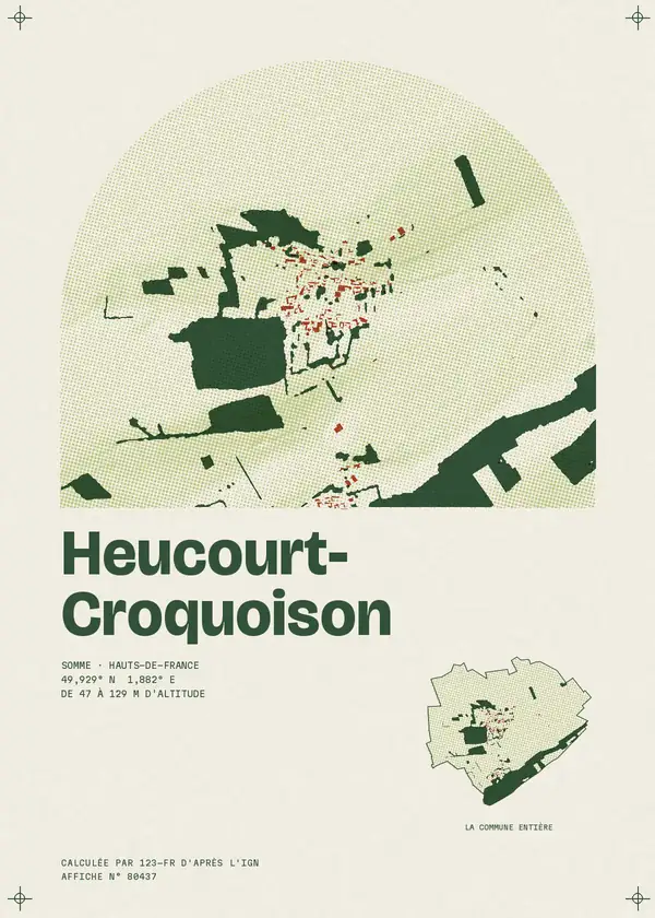 Affiche de Heucourt-Croquoison, calculée par 123-fr d'après l'IGN