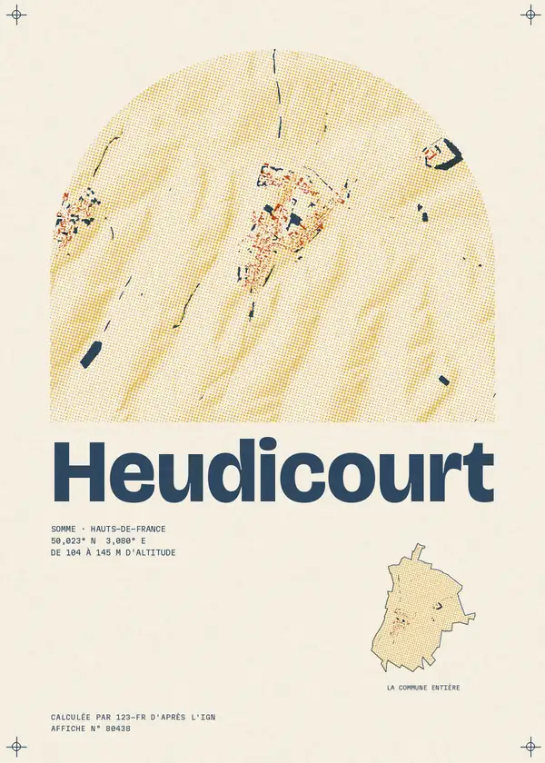 Affiche de Heudicourt, calculée par 123-fr d'après l'IGN