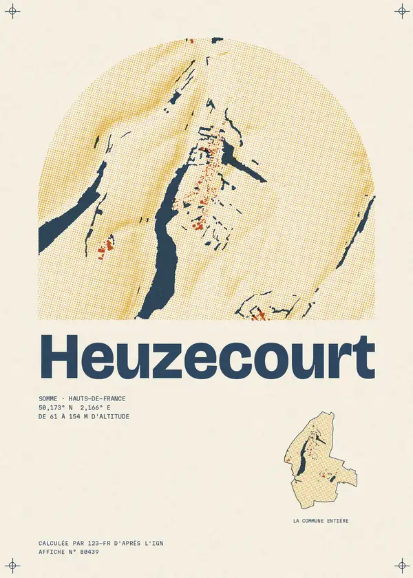 Affiche de Heuzecourt, calculée par 123-fr d'après l'IGN