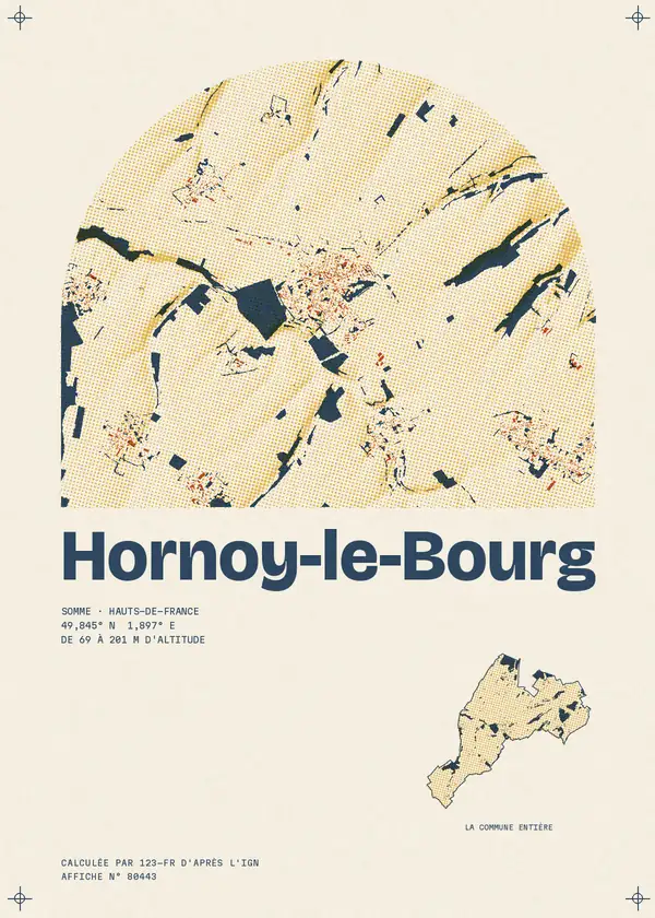 Affiche de Hornoy-le-Bourg, calculée par 123-fr d'après l'IGN