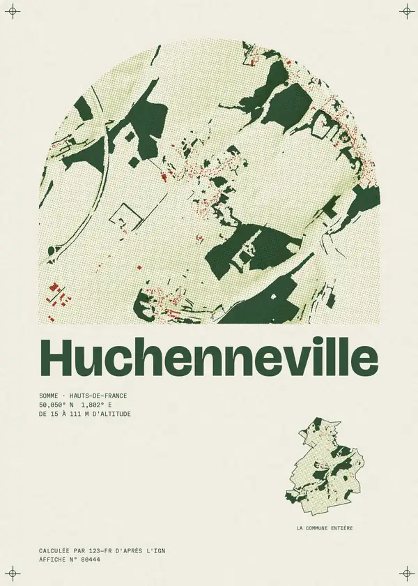 Affiche de Huchenneville, calculée par 123-fr d'après l'IGN