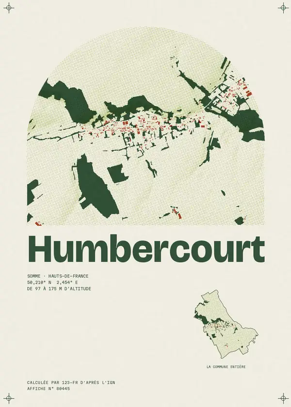 Affiche de Humbercourt, calculée par 123-fr d'après l'IGN