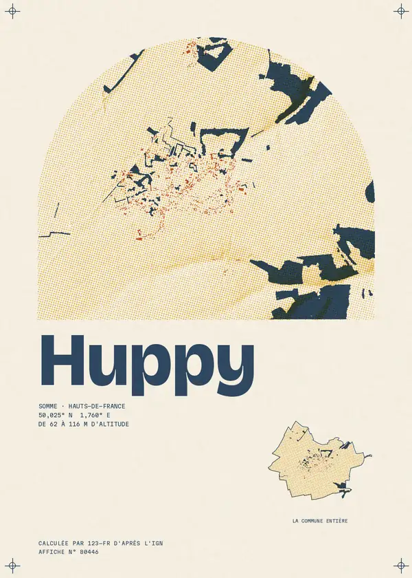 Affiche de Huppy, calculée par 123-fr d'après l'IGN