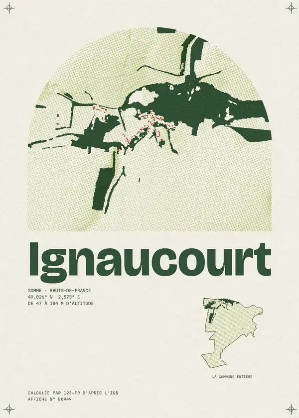 Affiche de Ignaucourt, calculée par 123-fr d'après l'IGN