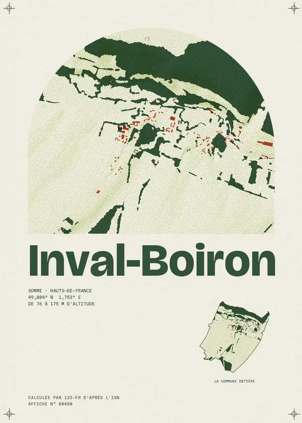 Affiche de Inval-Boiron, calculée par 123-fr d'après l'IGN