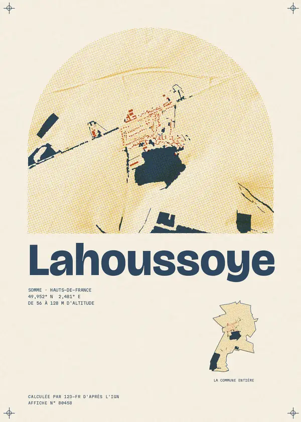 Affiche de Lahoussoye, calculée par 123-fr d'après l'IGN