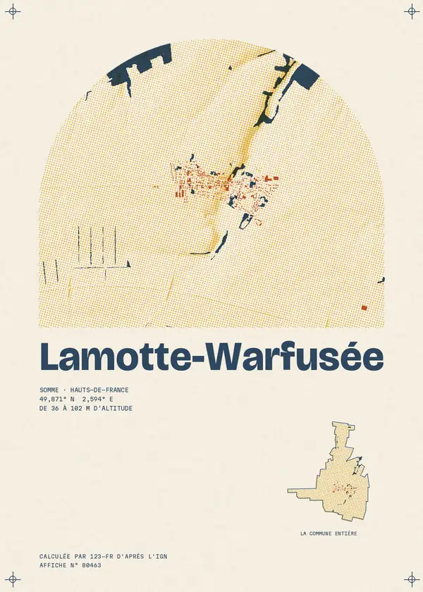 Affiche de Lamotte-Warfusée, calculée par 123-fr d'après l'IGN