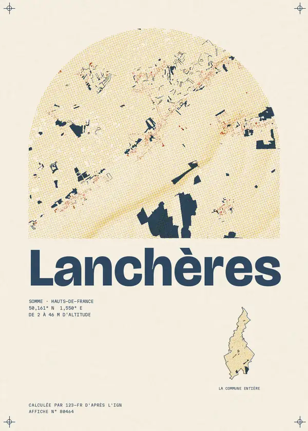 Affiche de Lanchères, calculée par 123-fr d'après l'IGN
