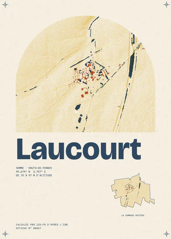 Affiche de Laucourt, calculée par 123-fr d'après l'IGN