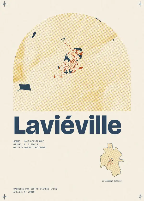 Affiche de Laviéville, calculée par 123-fr d'après l'IGN
