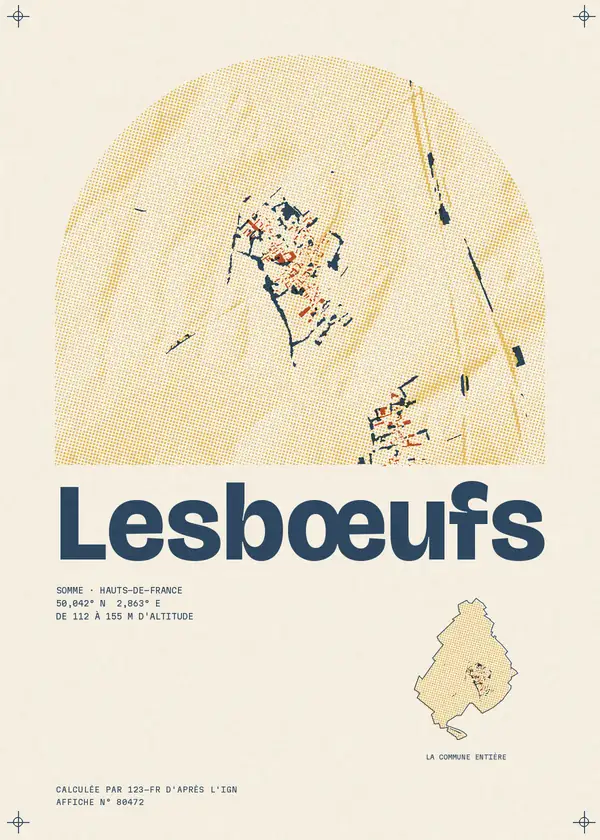 Affiche de Lesbœufs, calculée par 123-fr d'après l'IGN