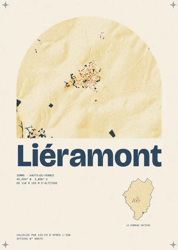 Affiche de Liéramont, calculée par 123-fr d'après l'IGN