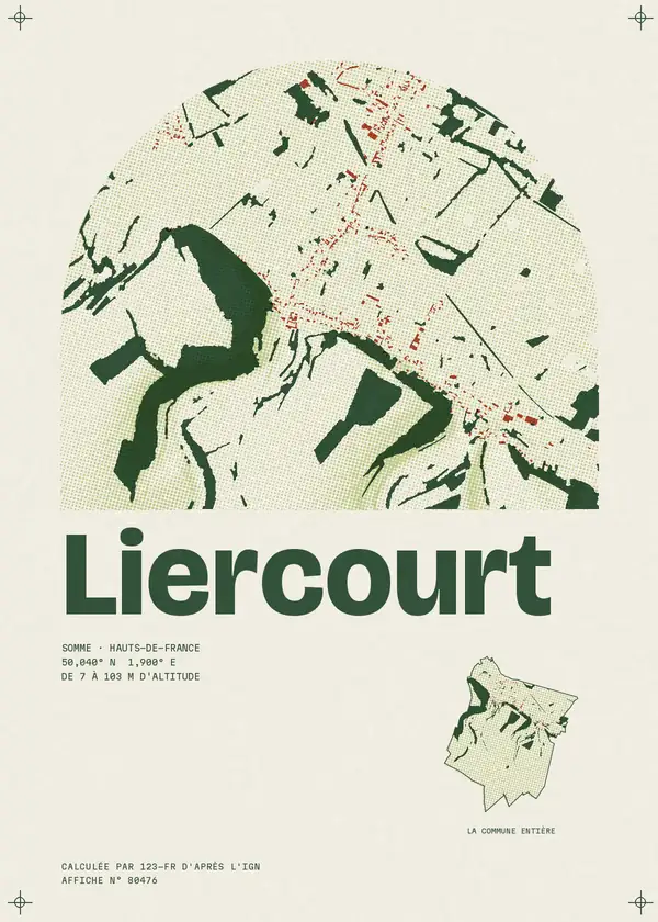 Affiche de Liercourt, calculée par 123-fr d'après l'IGN