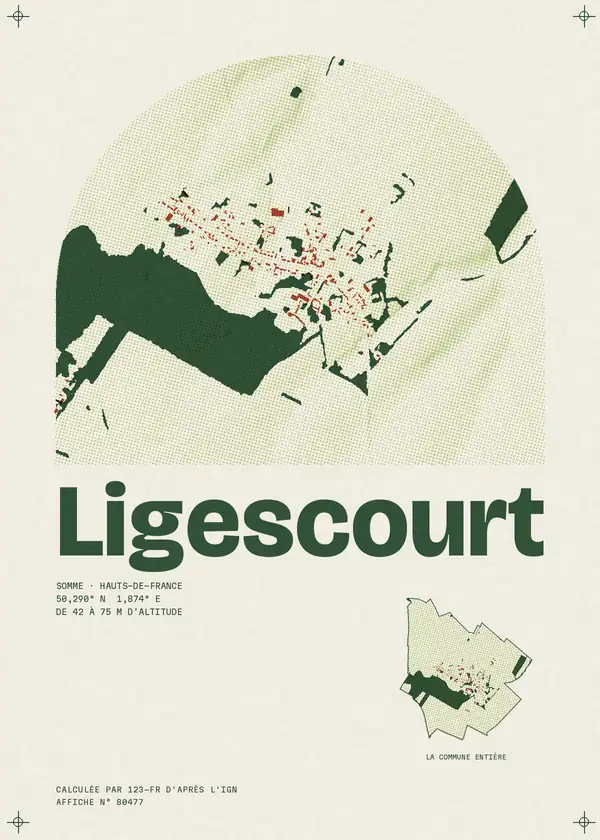 Affiche de Ligescourt, calculée par 123-fr d'après l'IGN