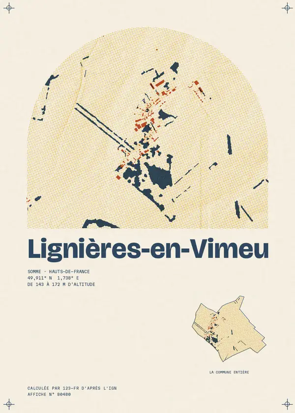 Affiche de Lignières-en-Vimeu, calculée par 123-fr d'après l'IGN