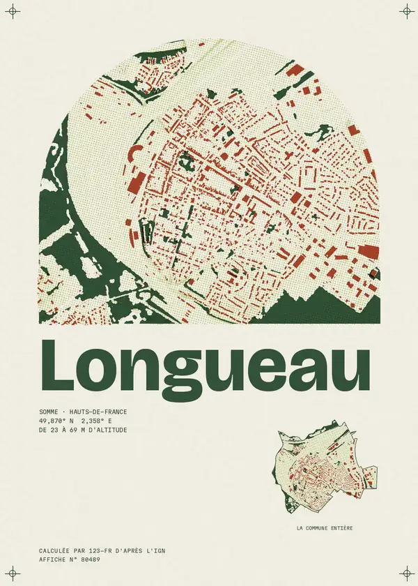 Affiche de Longueau, calculée par 123-fr d'après l'IGN