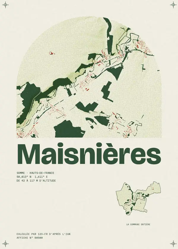 Affiche de Maisnières, calculée par 123-fr d'après l'IGN
