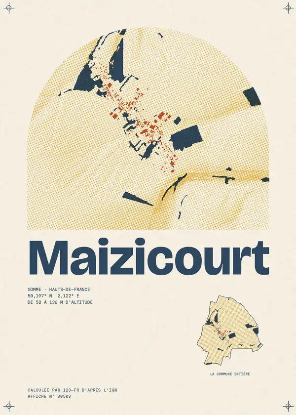 Affiche de Maizicourt, calculée par 123-fr d'après l'IGN