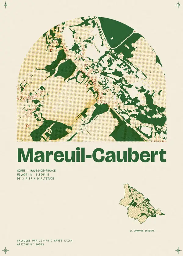 Affiche de Mareuil-Caubert, calculée par 123-fr d'après l'IGN