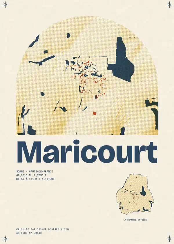 Affiche de Maricourt, calculée par 123-fr d'après l'IGN