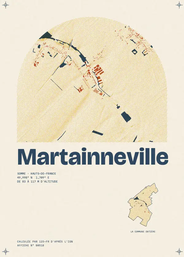Affiche de Martainneville, calculée par 123-fr d'après l'IGN