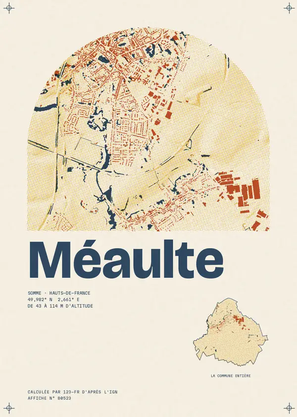 Affiche de Méaulte, calculée par 123-fr d'après l'IGN
